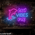 thumbnail image 3 of Glowneon Good Vibes Only Wall Art, Dolphin Beach Party Led Wall Decor, 3 of 5