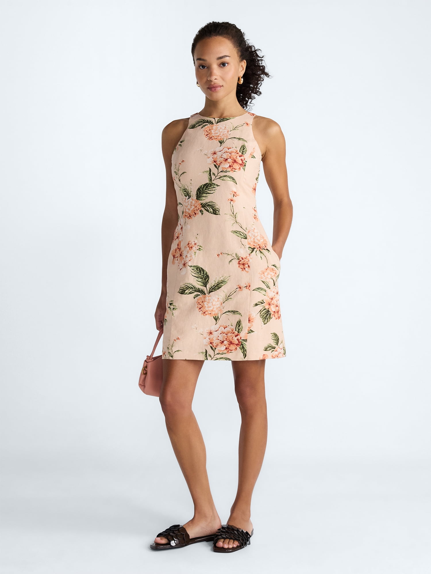 Scoop Women's and Women’s Plus Tie Back Mini Dress, Sizes 0-26W