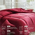 thumbnail image 5 of MR&HM Reversible Satin Microfiber Comforter 3 Pieces King Size, Burgundy King Comforter Set for All Seasons, Silky Soft Satin Comforter for Hair and Skin, with Satin Pillowcases Set of 2, 5 of 7