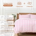 thumbnail image 6 of 3 Piece Pink Duvet Cover Set Full Size, Microfiber Comforter/Quilt Cover with Corner Ties and 2 Pillowcases, Country French Rustic Buffalo Plaid Modern Art All Season Soft Bedding with Zipper Closure, 6 of 8
