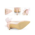 thumbnail image 2 of BLISSFUL STEP Pointed Toe Bow Decor Stiletto Heel Pumps for Women Pink 9, 2 of 4