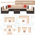 thumbnail image 7 of Patio Furniture Set, Walsunny 7 Piece All Weather Outdoor Sectional Sofa, Wicker Patio Conversation Set with Cushions and Tempered Glass Table for Backyard Porch, Khaki, 7 of 7