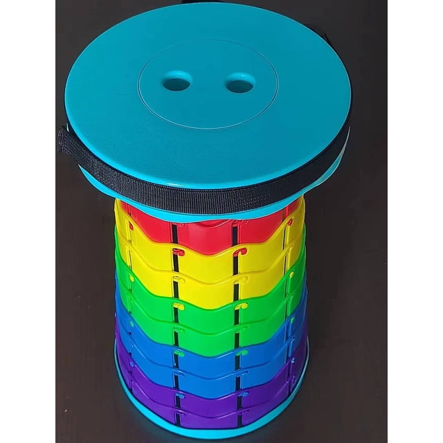 Taburete plegable arcoíris conveniente para exteriores, silla de embarque retráctil, banco ajustable para hacer cola de viaje, taburete de pesca