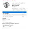 thumbnail image 2 of Engine Cooling Fan - Compatible with 2000 - 2006 Lincoln LS 2001 2002 2003 2004 2005, 2 of 2