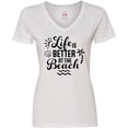 thumbnail image 3 of Inktastic Life is Better at the Beach with Sunshine Seashell and Palm Trees Women's V-Neck T-Shirt, 3 of 5