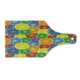 thumbnail image 2 of Abstract Cutting Board, Colorful Slices of Orange Tropical Fruit Rainbow Color Fun Design, Decorative Tempered Glass Cutting and Serving Board, Wine Bottle Shape, Yellow Blue Green, by Ambesonne, 2 of 5