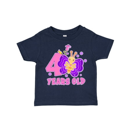 

Inktastic 4 Years Old with Butterfly and Flowers Gift Toddler Toddler Girl T-Shirt