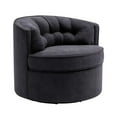 thumbnail image 5 of Accent Swivel Barrel Chair, Modern Linen Chair Round Tufted Couch with Curved Backrest and Thicken Cushion, Upholstered Leisure Chair Club Chair for Living Room, Pub or Balcony, Black, 5 of 7