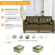 ACMEASE Classic Faux Leather Tufted Backrest Loveseat with Two Bolster Pillows, Olive Green