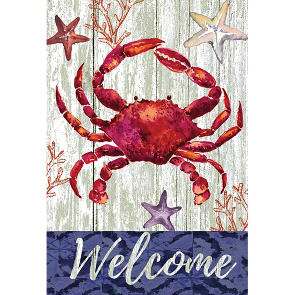 Welcome to the Beach Crabs Colorful Garden Flag 28 x 40" for Pole Double Sided 