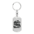 thumbnail image 1 of Jesus Saved My Life Stainless Steel or 18k Gold Premium Swivel Dog Tag Keychain, 1 of 8