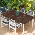 thumbnail image 2 of Brown Flowers Table Cloths for 6 Foot Rectangle Tables, Pastoral Abstract Floral Minimalist Art Patio Waterproof Elastic Fitted Tablecloths, Washable Rectangular Table Cover for Camping, 2 of 8