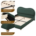 thumbnail image 4 of Noble House Queen Size Upholstered Platform Bed Frame with Rounded Corners Curved Headboard,Olive Green, 4 of 5