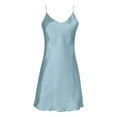thumbnail image 4 of Ujnder Women's Nightgown Sleeveless Silk Lightweight Sleepshirt Solid Color Light Blue XXL, 4 of 4