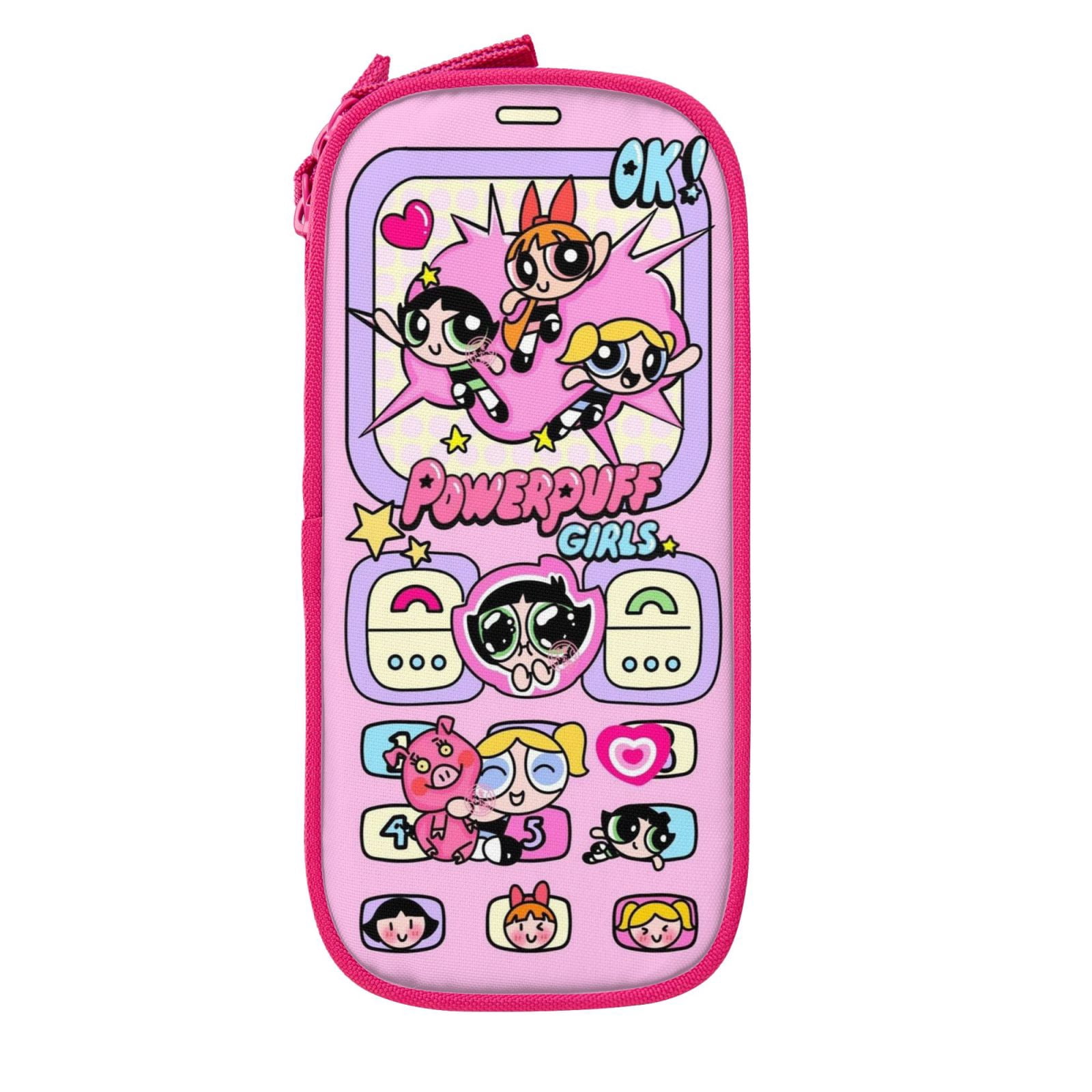 The Powerpuff Gi-rls Pencil Case Large Capacity Pencil Pouch Penbag Office Stationery Organizer Travel Makeup Bag Pink