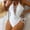 White, variant on Sakmal One Piece Swimsuits for Women 2025 String Cutout Black Tummy Control Swimsuits Deep V-Neck Solid Halter Swimwear