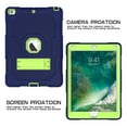 thumbnail image 2 of ELEHOLD Rugged Hybrid Case for iPad 6th/5th Gen/Pro 9.7 inch (2018/2017/2016) Three-Layer Full Protection Hidden Kickstand Shockproof Durable Case for iPad 9.7 ,NavyBlue+Green, 2 of 7