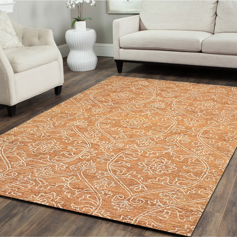 LR Home Karma Floral Drops 9 Ft. x 12 Ft. Rust Area Rug ...