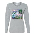 thumbnail image 2 of Unicorn Fanstasy Island Castle Animal Lover Female Graphic Long Sleeve T-Shirt, Heather Grey, Small, 2 of 3