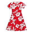 thumbnail image 4 of Fatuov Big Girls Summer Dresses Lightweight Dress for Outdoor Crew Neck Short Sleeve Floral Printed Pleated Flowy Casual Dress 4-14 Years, 4 of 5