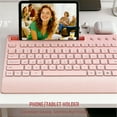 thumbnail image 4 of Wireless Keyboard and Mouse Combo with Full-Size Quiet, Palm Rest, Phone Holder, Multimedia Keys, Batteries Included, Compatible with Windows, PC, Laptop - Pink, 4 of 7