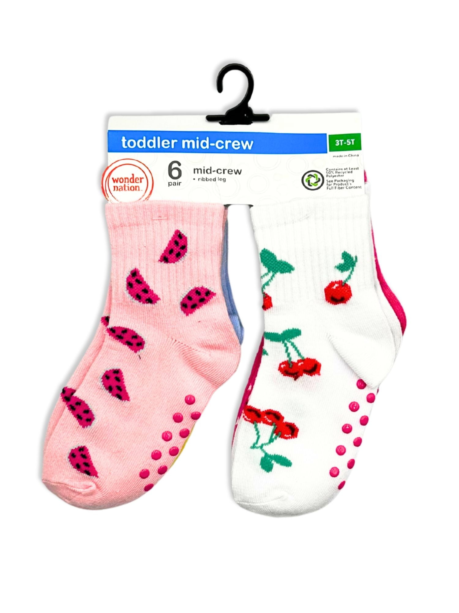 Wonder Nation Baby and Toddler Mid-Crew Socks, 6-Pack, Sizes 0M-5T