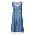 thumbnail image 4 of Uaswgudfs Womens Summer Denim Dresses Sleeveless Crewneck Button Down Tank Sundress Solid/Floral Print Jean Dress, 4 of 5