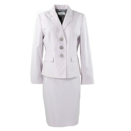 Le Suit NEW Pink Black Women's 16 Pinstriped 3-Button Skirt Suit Set $200 #062
