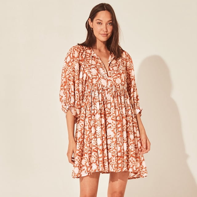 Generic Popular Vacation Style Dress Loose Casual Print Short Skirt High Waist Lace-up Floral Skirt Beachwear Women