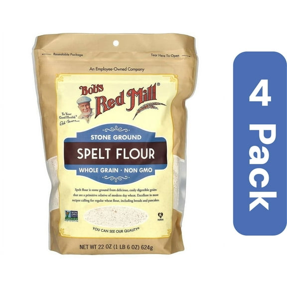 Bob's Red Mill, Spelt Flour, Whole Grain, 22 oz Pack of 4
