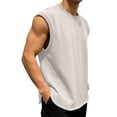 thumbnail image 5 of USNSM (M-5XL) Mens Big and Tall Workout Tank Tops Cotton Cut Off Sleeveless Muscle Shirts Gym Athletic Running T Shirt White XXL, 5 of 7