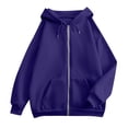 thumbnail image 4 of WTOBBY Women's Casual Solid Color Zip-Up Hooded Sweatshirt, Fashion Long Sleeve Sporty Jacket for Active Wear, Lightweight and Breathable Top for Running or Lounge,Dark Purple L, 4 of 4