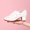 thumbnail image 6 of Xiaoxatg Women's Casual Shoes Leisure Sequin Soft Sole Non- Square Heels Lace-Up Round Toe Breathable Dancing Footwear 6.5 White, 6 of 8