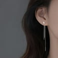 thumbnail image 3 of 925 Sterling Silver Butterfly Dangle Earrings for Women Teens Butterfly Dangle Earrings Threader Earrings Line Tassel Chain, 3 of 5