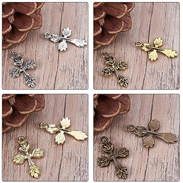 80Pcs Cross Charms Pendants Alloy Easter Holidays Jewelry Findings Making  Accessory Mixed for DIY Bracelet Crafting 