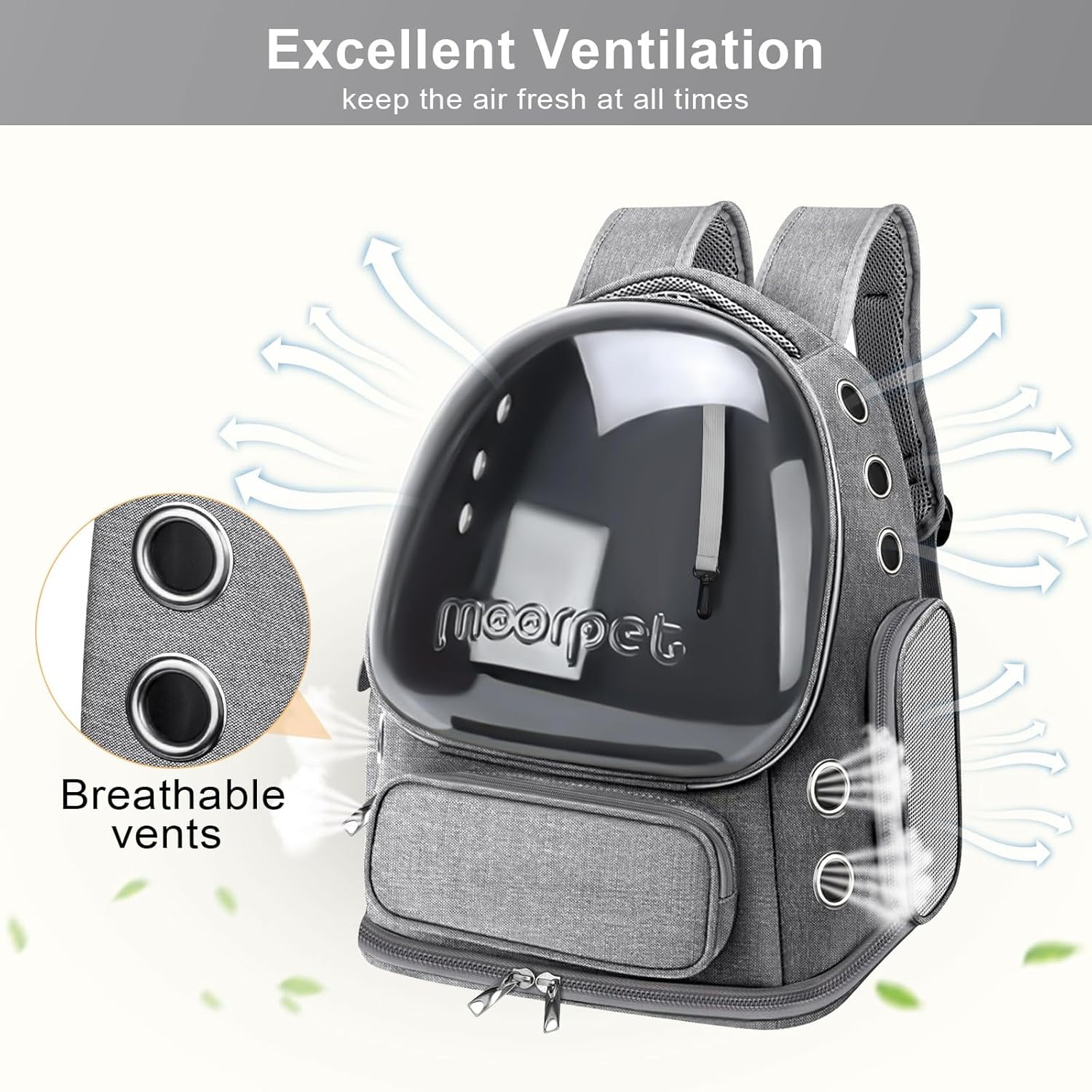 TJOUL Cat Backpack Carrier, Breathable Cat Bubble Backpack Upgrade Large Space Cat Carrier for Kitty Small Dog, Foldable Airline Approved Cats Backpack, Enlarge Transparent PetTravel Backpack (Grey)