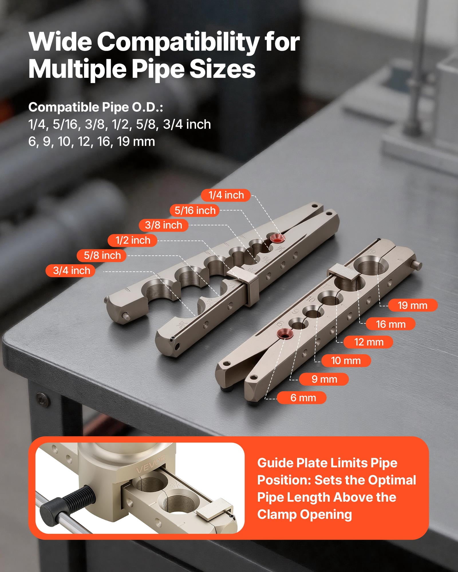 VEVOR Flaring Tool HVAC, 45° Eccentric Single Flaring Tool for 1/4"-3/4" & 6-19mm Copper Aluminum Tubes - with Metric & SAE Clamps, Tube Cutter & Toolbox for Refrigeration Air Conditioner Repair