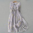thumbnail image 5 of Ruyang Dresses for Women, Women's Casual Art Floral Print Button Mid Long Sleeve Loose Large Hem Drape Dress Womens Dresses Plus Size, 5 of 5