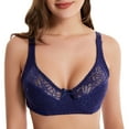 thumbnail image 7 of Bigersell Full-Coverage Bras for Women Plus Size Lace V-Neck Wireless Bra Ladies Bras No Underwire Push up Padded Bra Comfort Soft Bra for Everyday Wear Full Figure Bra G-6-Dark Blue 115E, 7 of 7