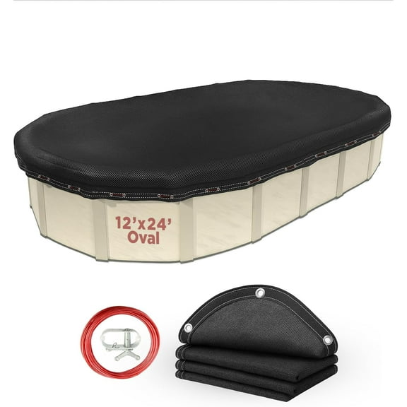 Buffalo Blizzard Micro Mesh Black Oval Swimming Pool Winter Cover, 12' x 24'