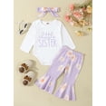 thumbnail image 4 of Michellecmm  Baby Pants Sets Long Sleeve Letter Print Romper Floral Pants Headband, 4 of 9