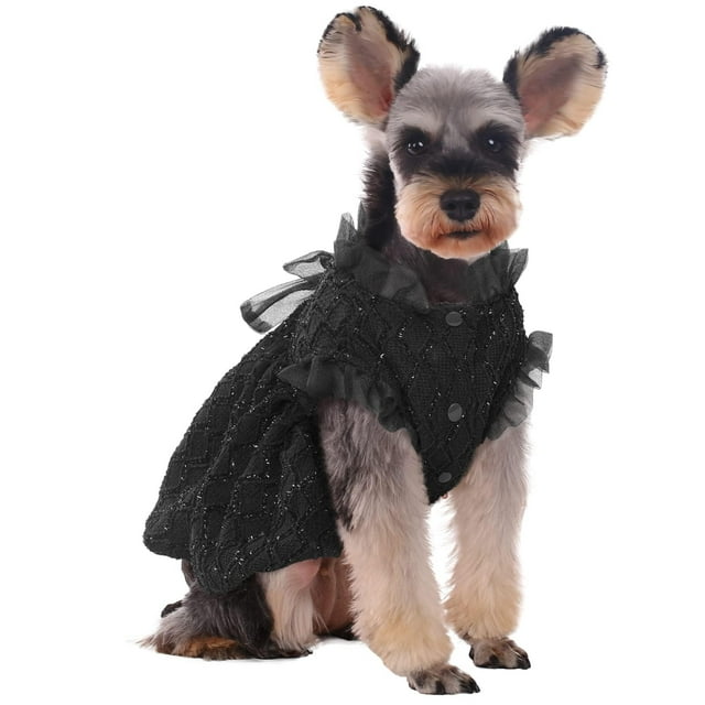 Vestido Kuoser Cute para perros grandes y niñas, terciopelo negro XL