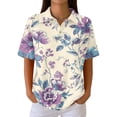 thumbnail image 2 of Womens Plus Size Casual Henley Waffle Knit Button-Up Top Short Sleeve Polo Shirt Hawaiian Shirt, 2 of 5