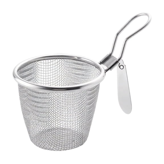 Hot Pot Fine Mesh Strainer with Handle, Small Stainless Steel Mesh Strainer for Pasta and Noodles, Collapsible Colander Strainer for Kitchen Cooking