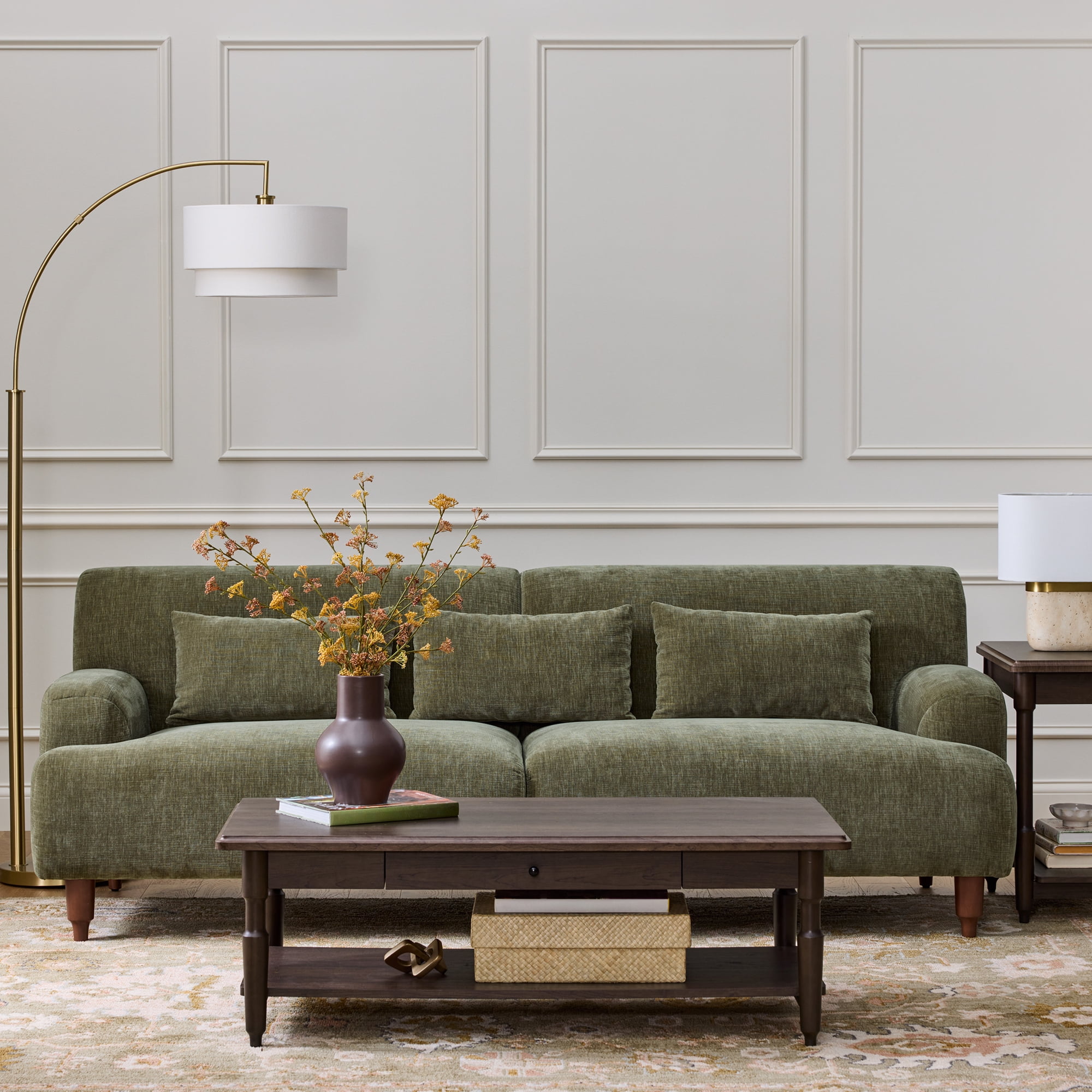 Better Homes & Gardens Ambrose Sofa, Forest Green velvet