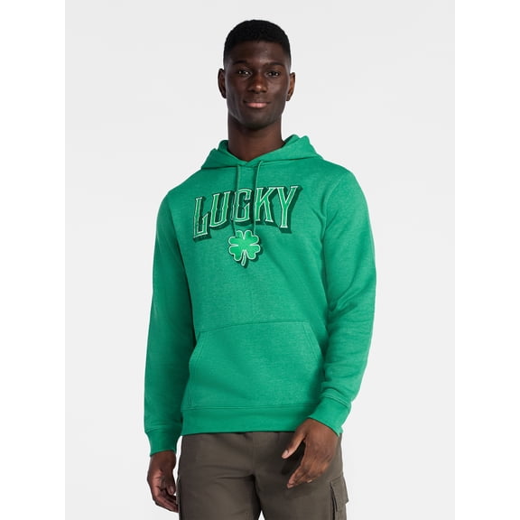 Saint Patrick's Day Men's Dublin Lucky Graphic Fleece Hoodie from Way to Celebrate, Sizes S-3XL