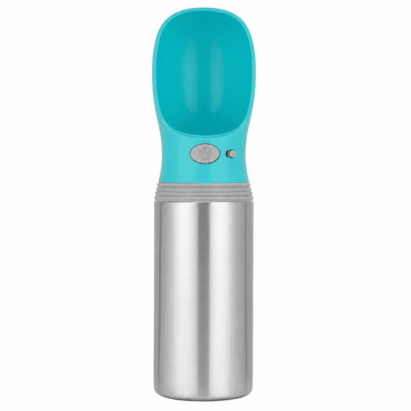 Portable Dog Water Bottle, 14 oz Stainless Steel Pet Travel Water Dispenser with Drinking Bowl for Walking, Hiking and Outdoor Use