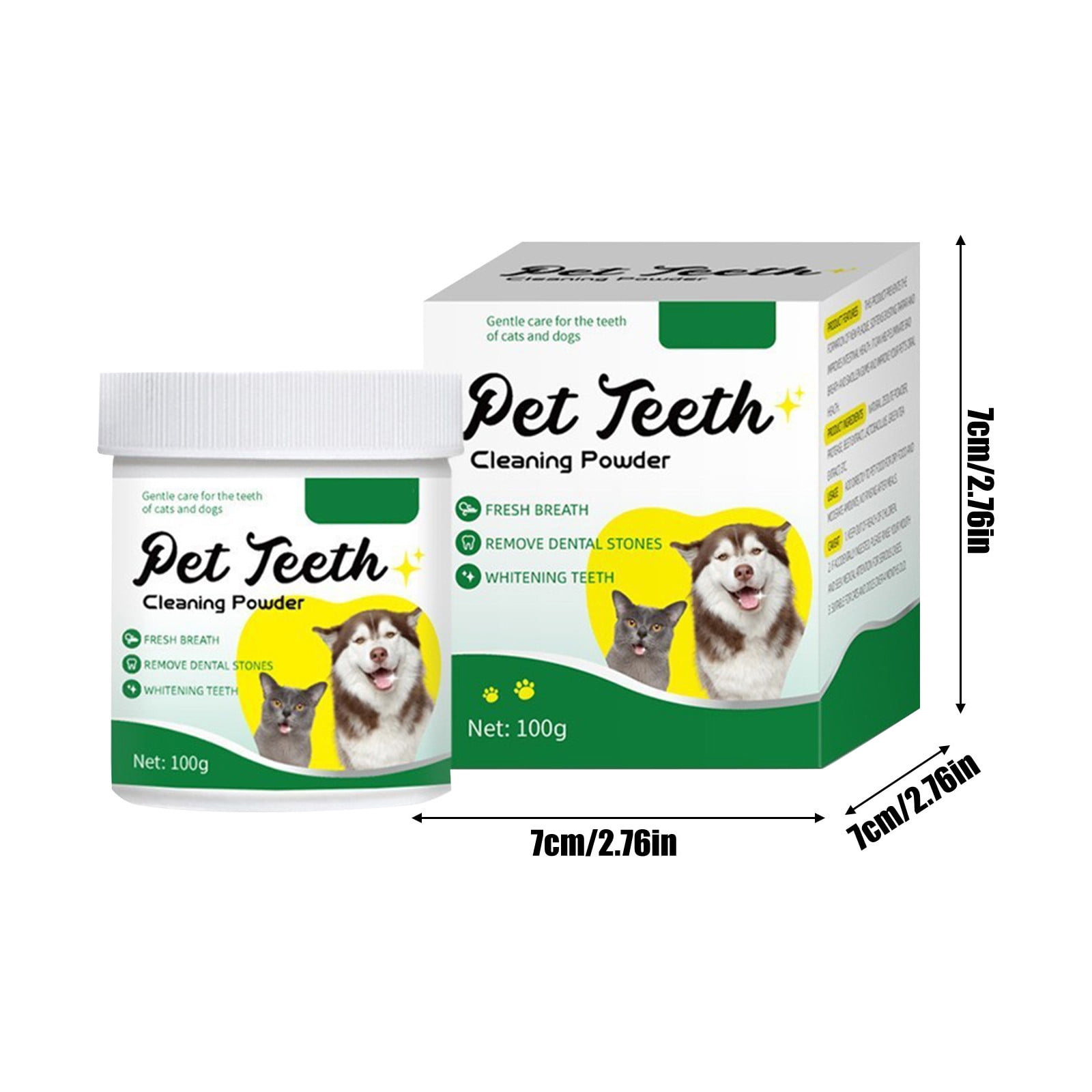 Jellico Pet Dental Cleaning Powder Oral Care Bad Breath Remover With Spoon, 100G, A Beef Flavor Dental Powder For Dogs & Cats, Includes Measuring Spoon, Pet Oral Hygiene Powder