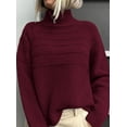 thumbnail image 4 of Suéter para Mujer PRETTYGARDEN Burdeos Cuello Alto Talla M, 4 of 6