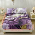 thumbnail image 2 of COEQINE Twin Size Sheet Set Soft Wrinkle Free 3 Pieces Bed Sheets Set with Deep Pocket Bedsheet & Pillowcases Home Decor for Twin Size Bed, Marble Purple Gold, 2 of 5